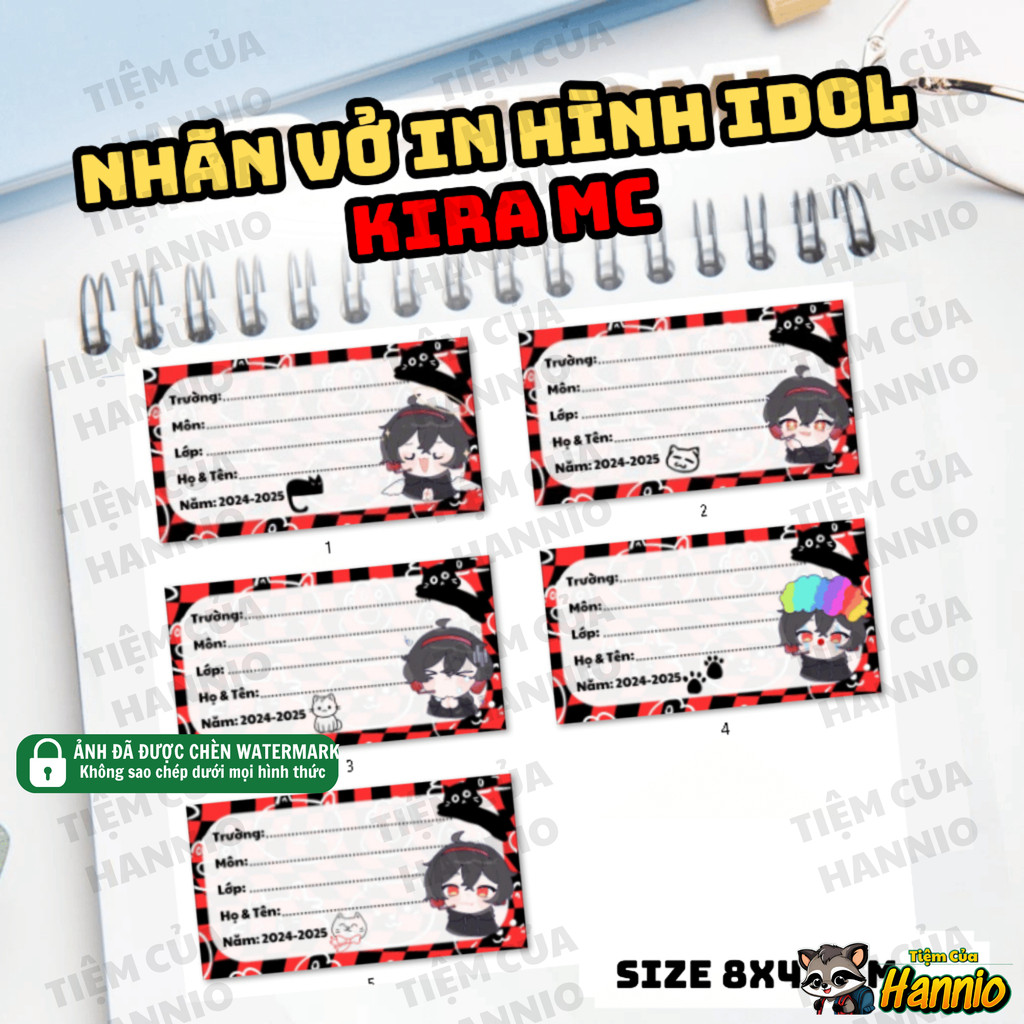 Set 20 Nhãn vở Kira Mc