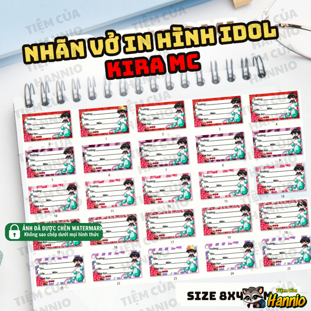 Set 20 Nhãn vở Kira Mc Nhiều mẫu