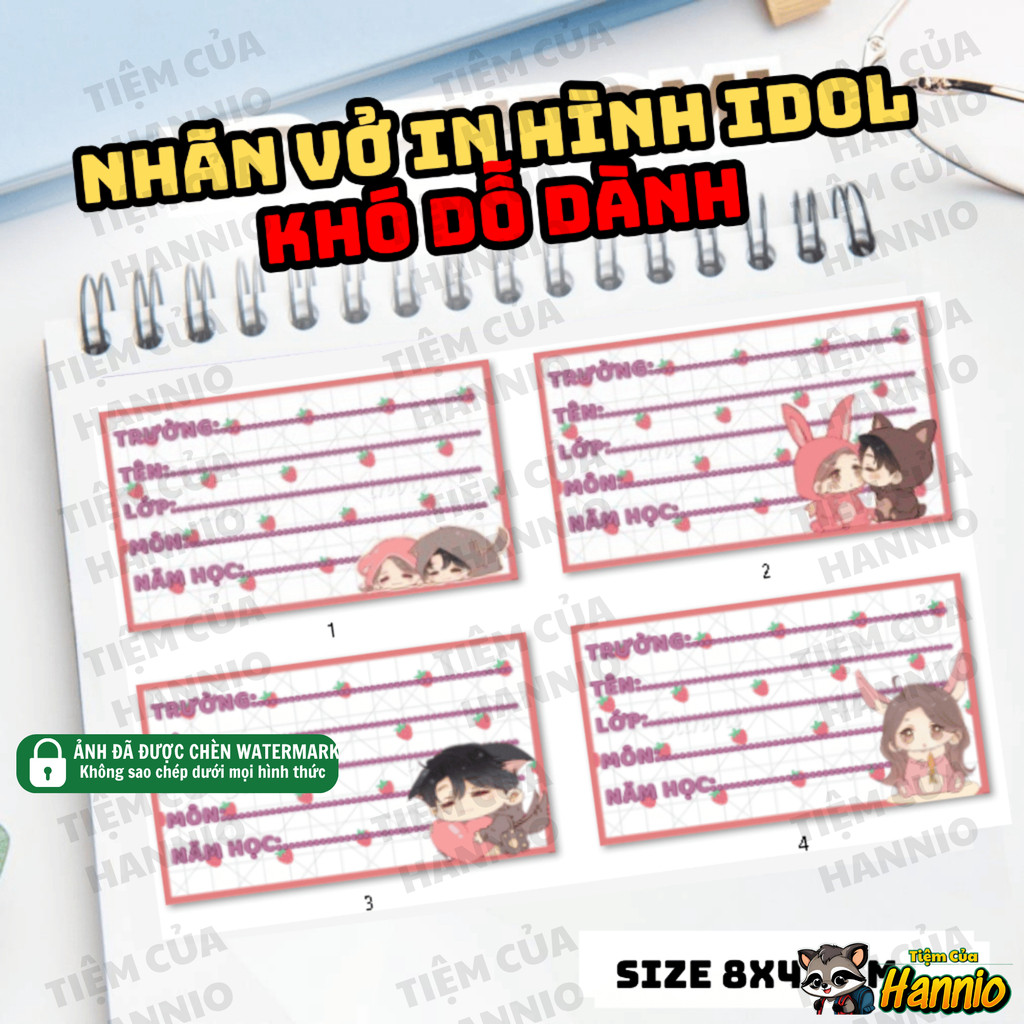 Set 20 Nhãn vở Khó Dỗ Dành