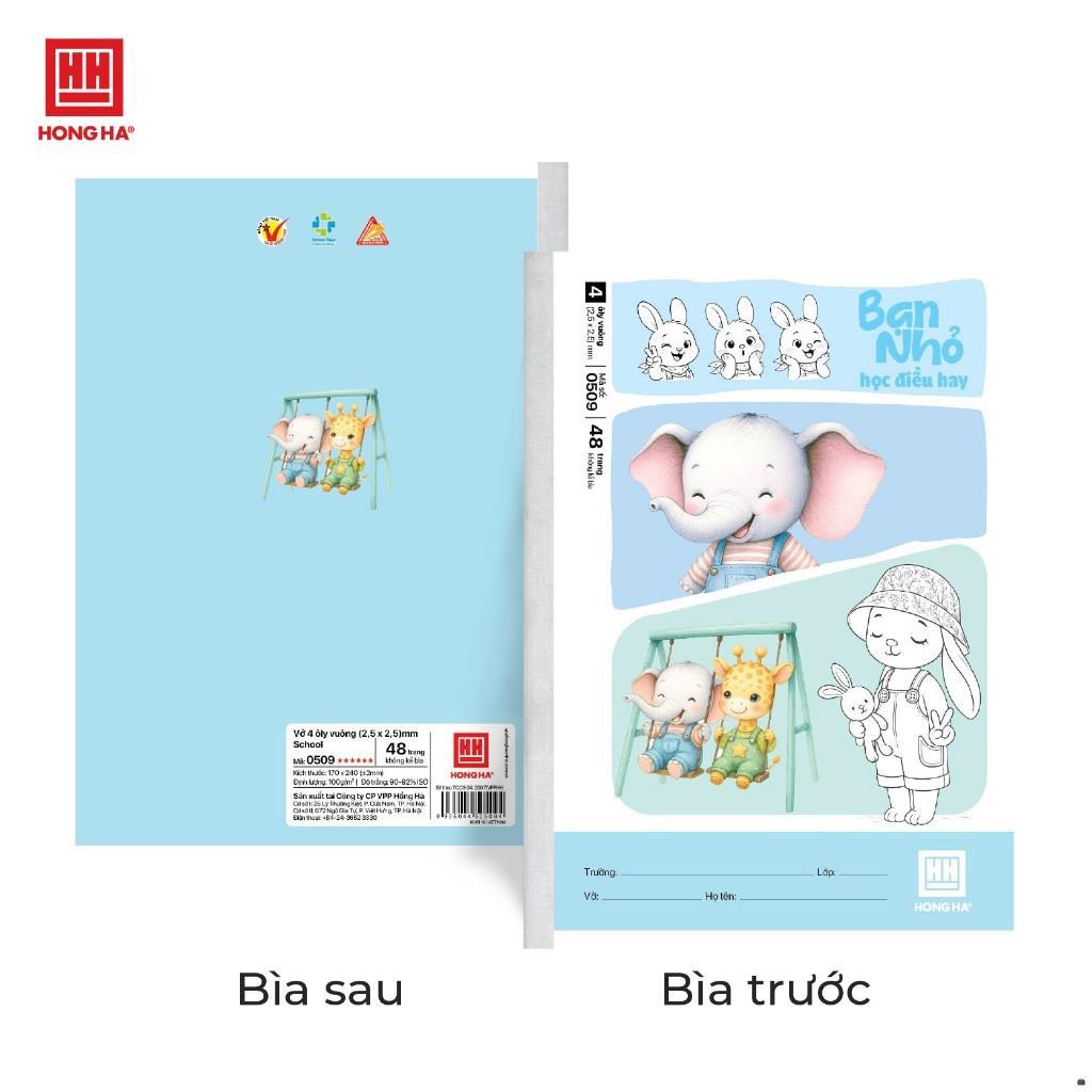 Vở Ô Ly Bạn Nhỏ Hồng Hà 48 trang, Vở Ô Ly Hồng Hà School định lượng 100gsm - 0509