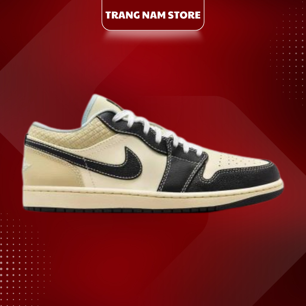 Giày Sneaker Emiko_Jordan 1 Low Coconut Milk Black Đẹp Nhất, Đủ Size Nam Nữ, Full Size Full Box
