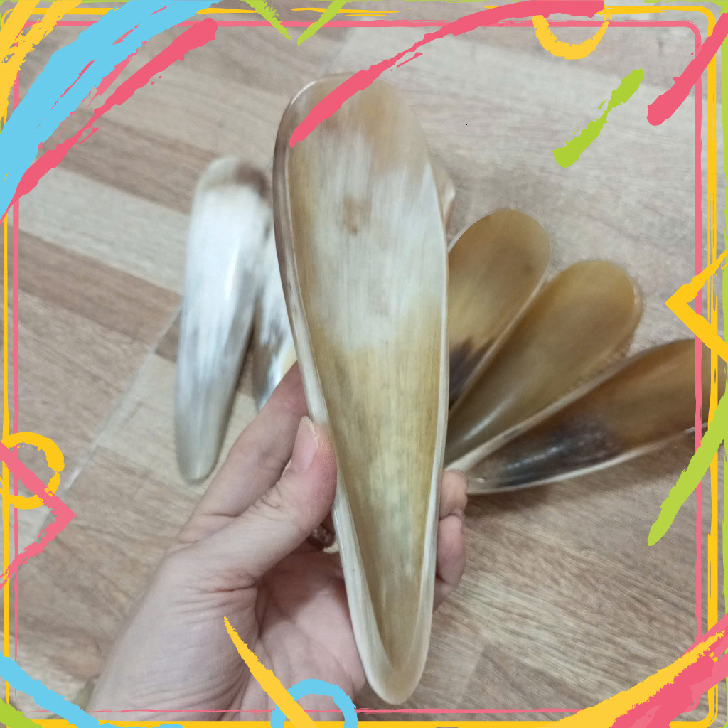 Ống gió sừng cạo gió 1/2 thìa massage GuaSha diện chẩn từ sừng trâu tự nhiên, đủ size