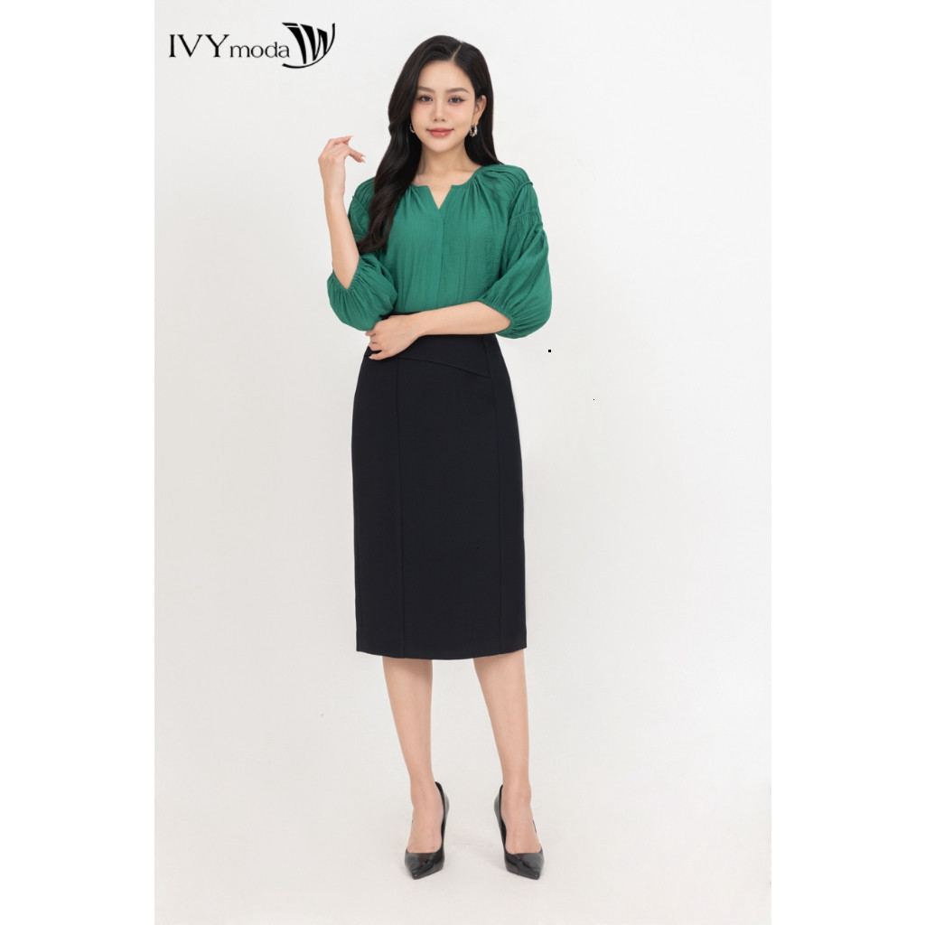 [ IVY MODA XẢ XÓT SIZE ] Chân váy bút chì đính phụ kiện, Chân váy công sở nữ IVY moda MS 30M8711