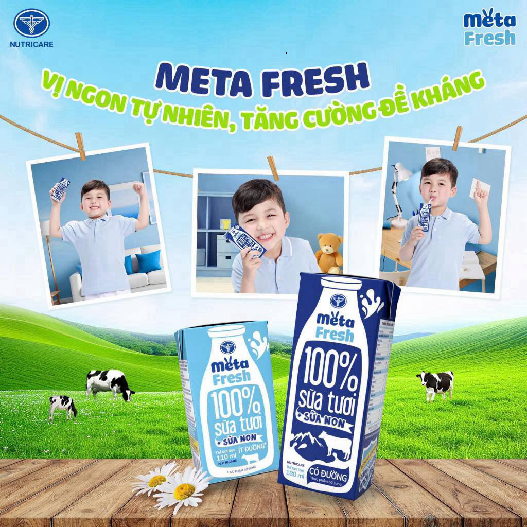 Thùng sữa tươi Meta Fresh Nutricare sữa non tăng cường miễn dịch (48 Hộp) - BibiOne