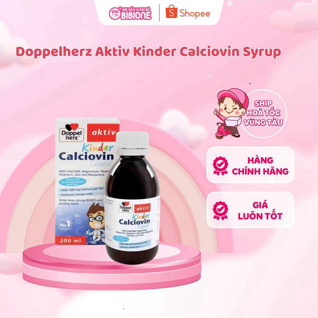 Canxi Doppelherz Kinder Calciovin -Bổ Sung Canxi Hữu Cơ, Tăng Chiều Cao cho bé - 200ml