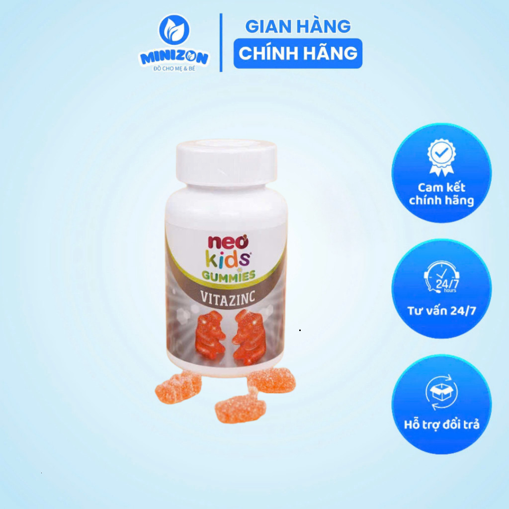Kẹo dẻo Vitamin C Neo Kids Tây Ban Nha - Gummy bổ sung Vitamin C tăng đề kháng cho bé - Minizon Kids
