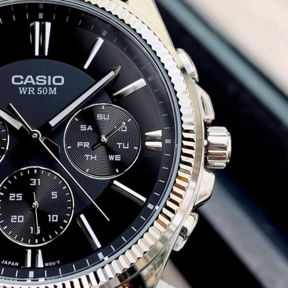 Đồng hồ Nam thời trang Casio MTP-1375L Dây da mặt đen/trắng 6 kim Bảo hành 1 năm Hyma watch