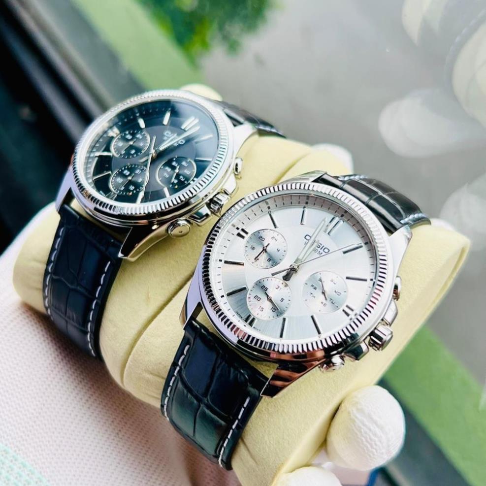 Đồng hồ Nam thời trang Casio MTP-1375L Dây da mặt đen/trắng 6 kim Bảo hành 1 năm Hyma watch