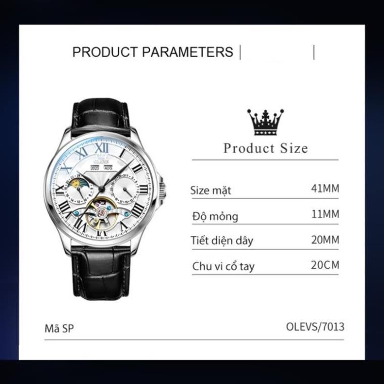 Đồng hồ nam Olevs lộ cơ automatic chính hãng,Đồng hồ đeo tay có lịch ngày đêm kèm hộp tặng bạn trai