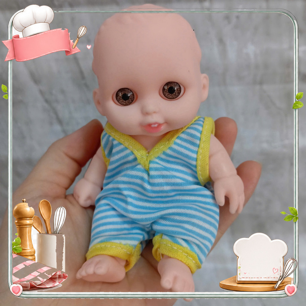 Búp bê vinyl reborn mắt to 5 inch 2 cm, biểu cảm ngẫu nhiên, có áo PVN4467
