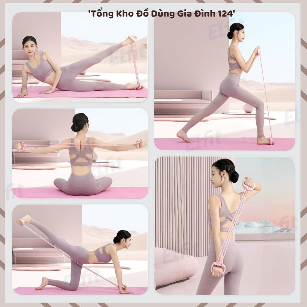 (COMBO 4 DÂY) DÂY TẬP THỂ DỤC SỐ 8, Dây Kháng Lực Tai Mèo 15-90LBS, Dây Tập Yoga, Pilates, Fitness, 