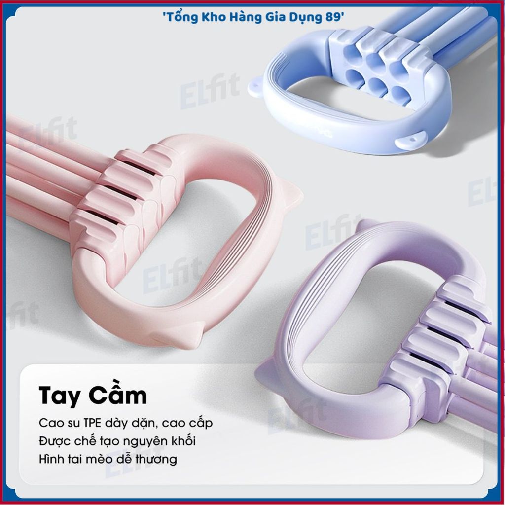 (COMBO 4 DÂY) DÂY TẬP THỂ DỤC SỐ 8, Dây Kháng Lực Tai Mèo 15-90LBS, Dây Tập Yoga, Pilates, Fitness, 