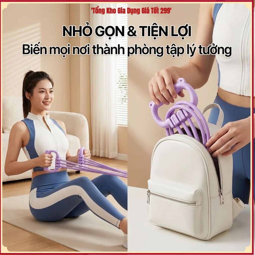 (COMBO 4 DÂY) DÂY TẬP THỂ DỤC SỐ 8, Dây Kháng Lực Tai Mèo 15-90LBS, Dây Tập Yoga, Pilates, Fitness, 