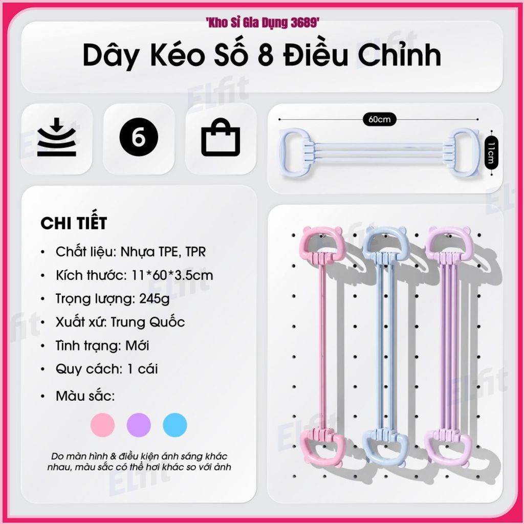 (COMBO 4 DÂY) DÂY TẬP THỂ DỤC SỐ 8, Dây Kháng Lực Tai Mèo 15-90LBS, Dây Tập Yoga, Pilates, Fitness, 