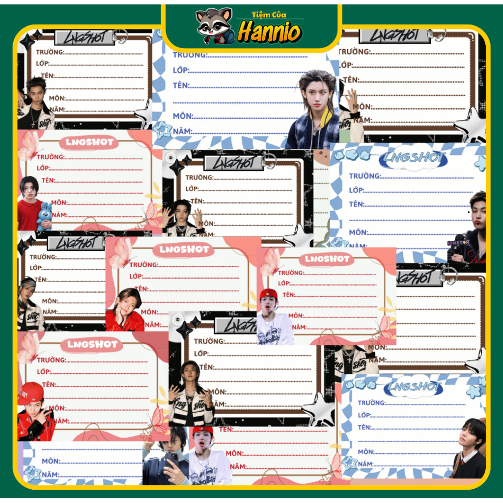 [HCM SỈ] Nhãn vở LNGSHOT cắt sẵn, dán nhanh, tiện ghi tên đồ dùng học tập - bubulee