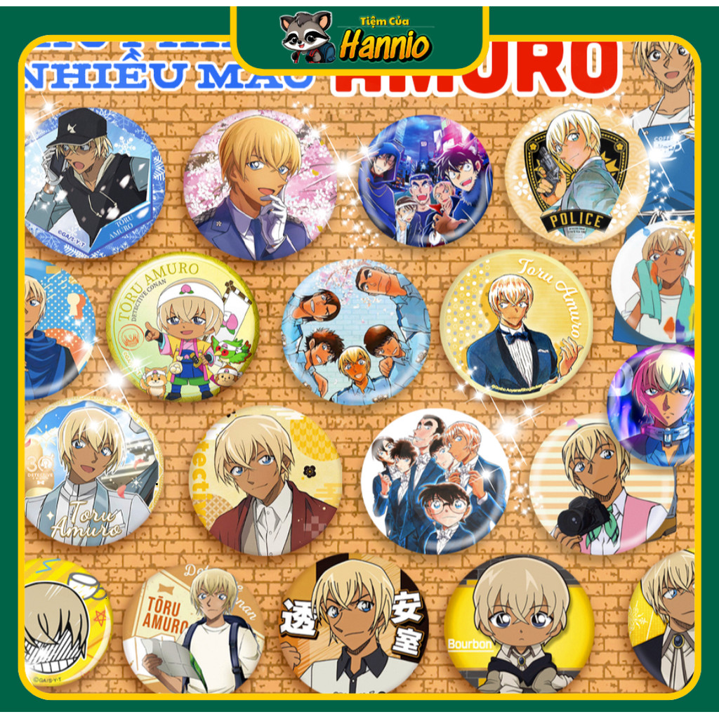 [HCM SỈ] Bộ huy hiệu Tooru Amuro Rei Furuya Bourbon Giờ Trà Của Zero, sưu tầm anime Học Viện Cảnh Sá