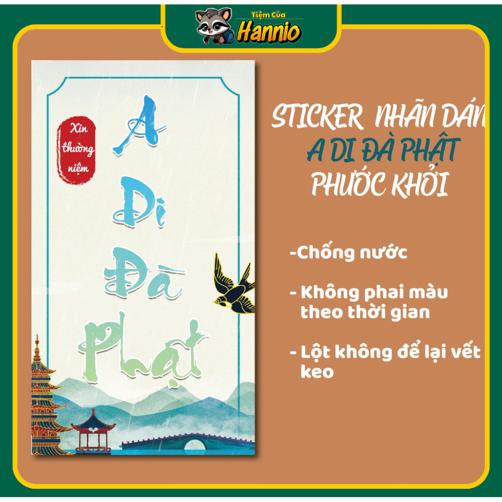 [HCM SỈ] Sticker nhãn dán thường niệm A Di Đà Phật P0011, dùng trang trí sổ tay, đồ dùng cá nhân