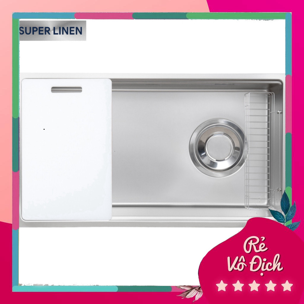 Bồn Rửa Bát 1 hộc lớn bề mặt SUPER LINEN chống xước Kluger KY8045SL Plus + Tặng kèm vòi bất kì - Chí