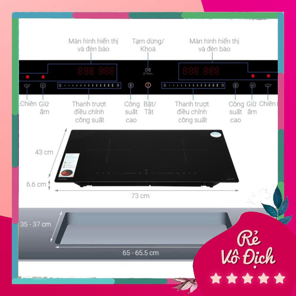 Bếp từ đôi Comfee CIH-40DHE - Công nghệ Inverter sôi liu riu, Công Suất 4000W Bảo hành chính hãng 2 