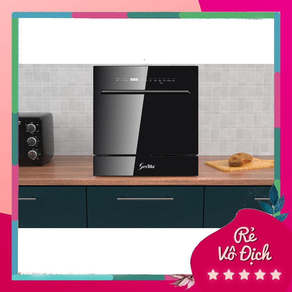 Máy rửa bát Sevilla SV-R08S (12 Bộ) - diệt khuẩn UV, sấy khí nóng PTC, sấy bảo quản 72h, Hàng chính 