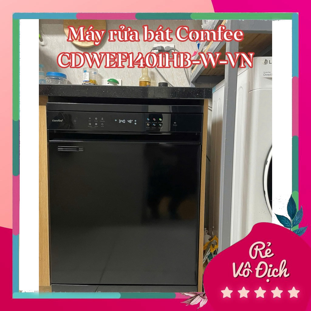 Máy rửa bát Comfee CDWEF1401HB-W-VN, Sấy khô hoàn toàn, Công suất rửa 14 bộ, Hàng chính hãng