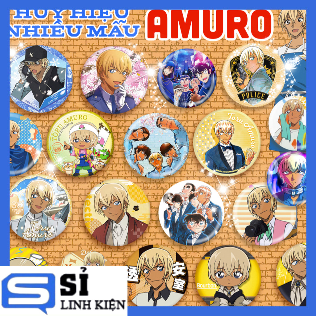 🔥HOT🔥 Bộ huy hiệu sưu tầm Tooru Amuro/Rei Furuya Bourbon - Giờ Trà Của Zero, Conan Học Viện Cảnh Sát