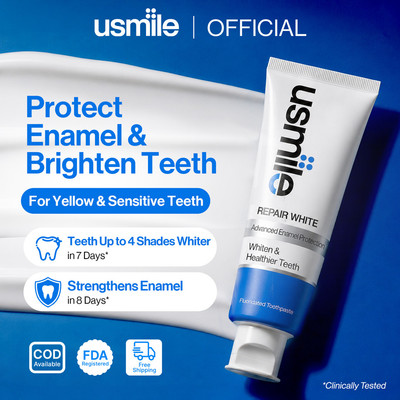 [New launch]Kem đánh răng làm trắng usmile Repair White 100g | Phục hồi men răng | Loại bỏ vết ố | Răng nhạy cảm