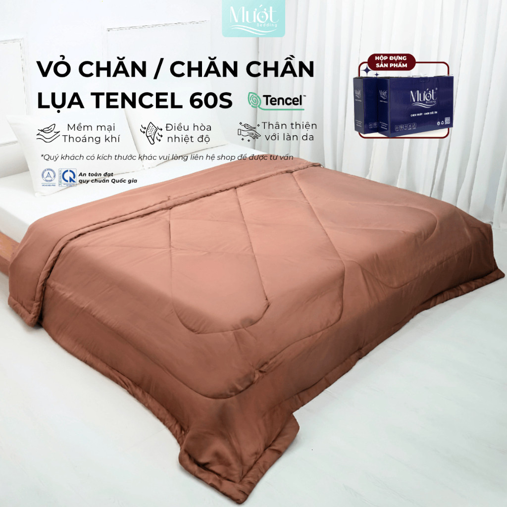 Chăn Chần Bông Tencel 60S & Vỏ Chăn Tencel 60S Mướt Cotton Mềm Mại Thoáng Khí Khóa Kéo 8 Dây Buộc Đủ