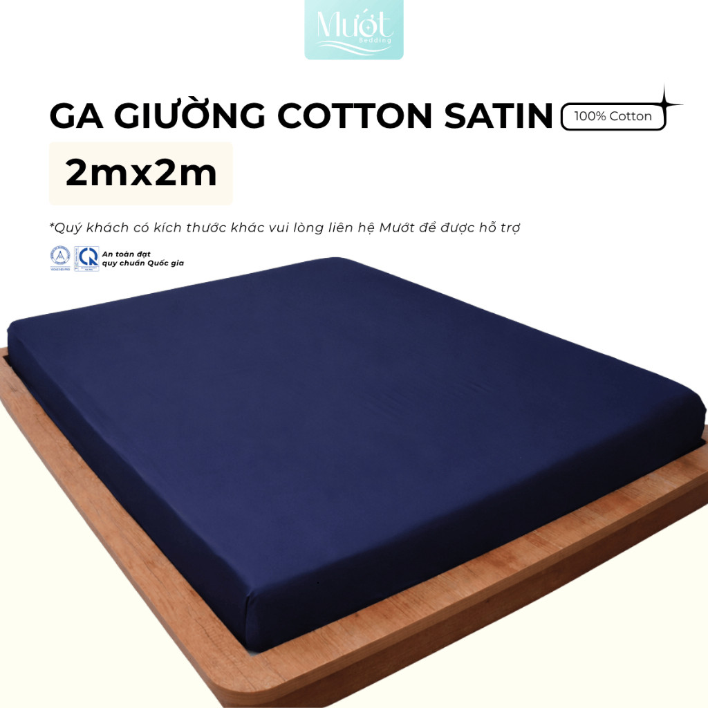 Ga Giường Cotton Satin Mướt Cotton 2mx2m Bo Chun Mềm Mịn Thoáng Khí Cao Cấp Sang Trọng