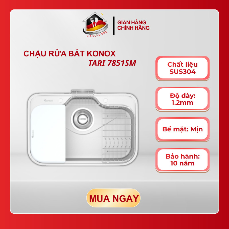 Chậu Rửa Bát Konox Tari 7851SM - Bề Mặt Mịn - Mạ Crom Sáng Bóng - HP