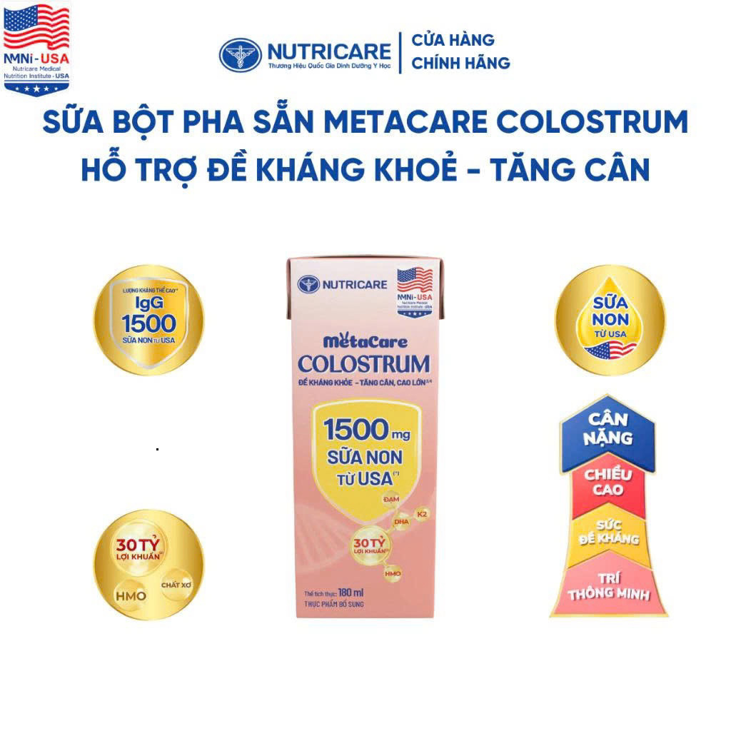 [HSD T9-2026] Thùng 24 Hộp Sữa Bột Pha Sẵn Metacare Colostrum 110ml/180ml.