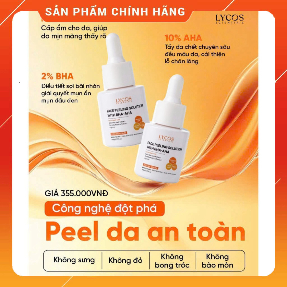 Combo Sáng Da Mờ Nám Lycos: Tinh Chất Peel & Kem Dưỡng Đêm Giảm Nám, Mịn Da Nâng Cấp