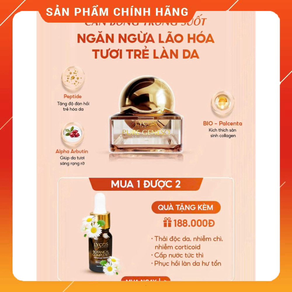 Combo Lycos phục hồi da khô lão hóa: SRM, dưỡng ẩm, Face Meso, kem nám, kem chống nắng