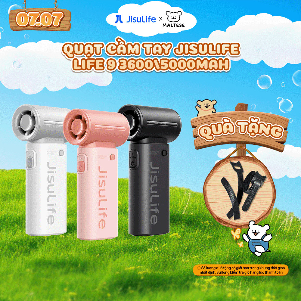 Quạt Cầm Tay Mini JISULIFE Life 9 3600/5000mAh, 5 Cấp Độ Gió, Sử Dụng Đến 12 Giờ, Bảo Hành 12 Tháng | BigBuy360 - bigbuy360.vn
