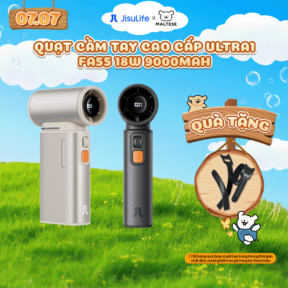 Quạt Cầm Tay JISULIFE FA55 Ultra1 - Sử Dụng 1-6 Giờ, 100 Cấp Gió, Sạc Nhanh 18W, Bảo Hành 12 Tháng | BigBuy360 - bigbuy360.vn