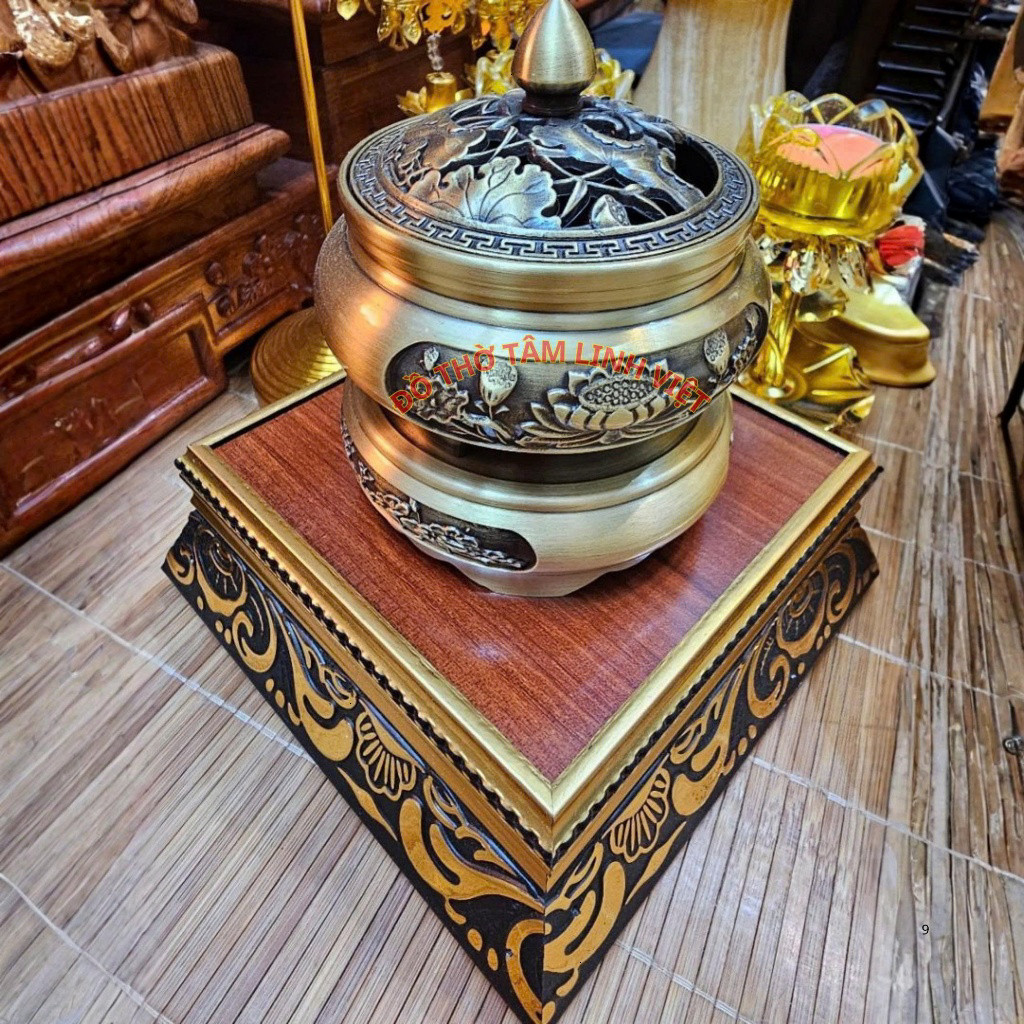 Đế Gỗ Kê Tượng Phật, Đôn Gỗ Vuông , Đế Kê Tượng Quan Âm, Thần Tài, Vật Phẩm Phong Thủy