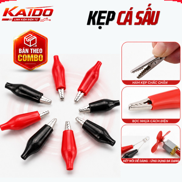 Kẹp Cá Sấu Đỏ Đen 5A 5 Cặp - Dùng Kẹp Thiết Bị, Dẫn Điện Tay Cầm, Bọc Nhựa Cách Điện