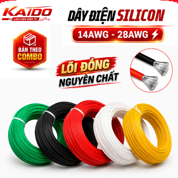 [Deal tốt] Dây Điện Silicon Mềm 28AWG Đến 14AWG - Lõi Đồng Mạ Chống Oxy Hóa, Dẫn Điện tốt, Chống Chá