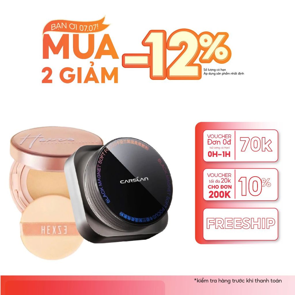 Combo Cushion Hexze + Phấn Phủ Carslan – Lớp Nền Mịn Lì, Tự Nhiên, Kiềm Dầu Đỉnh Cao
