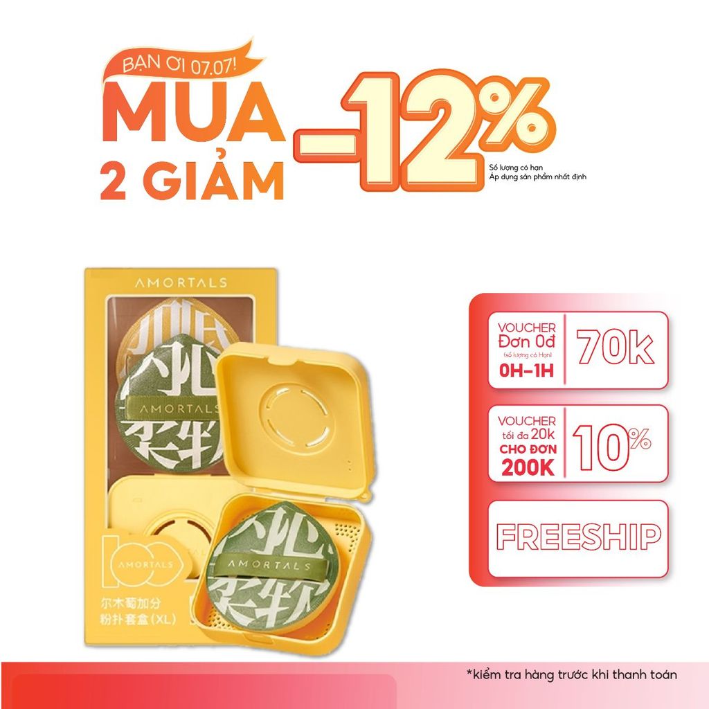 Bộ 2 Bông Mút XL Xanh Vàng Trang Điểm  Chính Hãng Siêu Mềm Dễ Tán Kem Nền Kèm Hộp Đựng Mút Cao Cấp