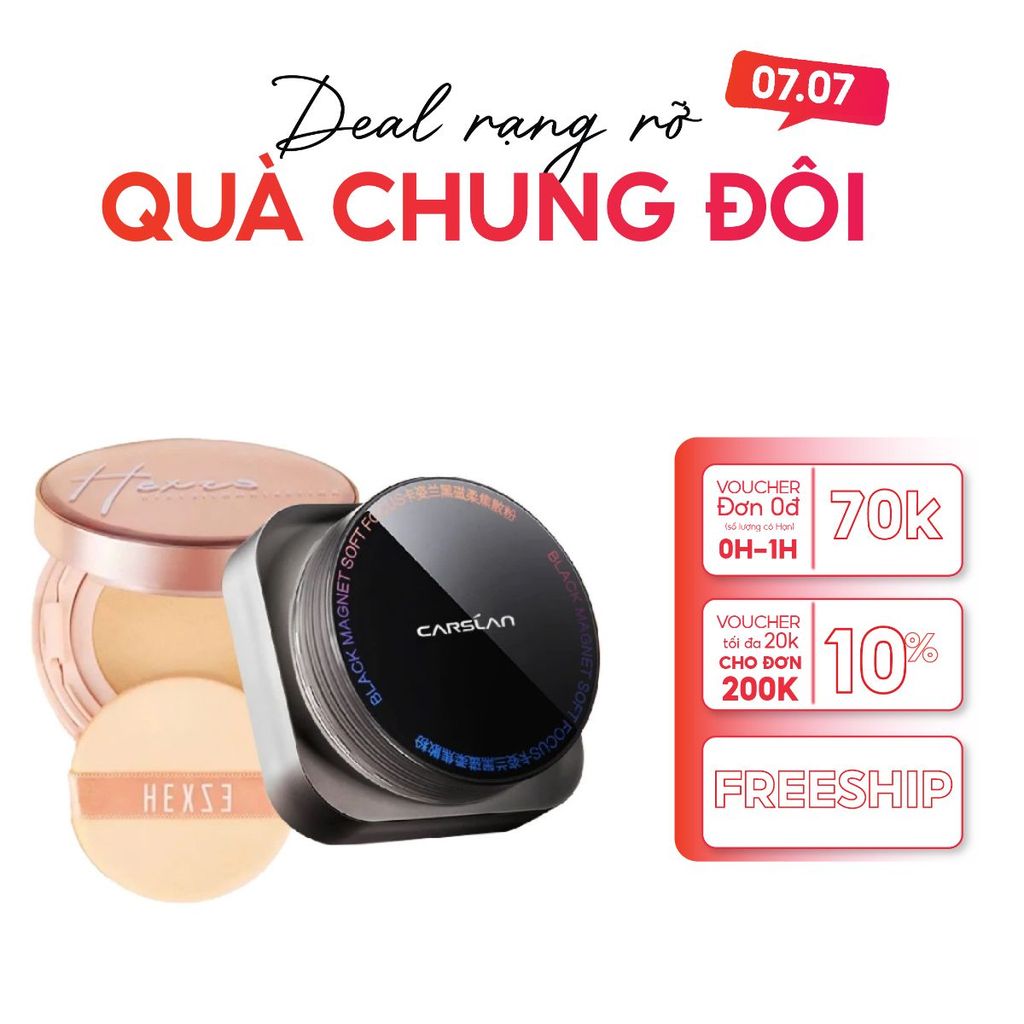 Combo Cushion Hexze + Phấn Phủ Carslan – Lớp Nền Mịn Lì, Tự Nhiên, Kiềm Dầu Đỉnh Cao