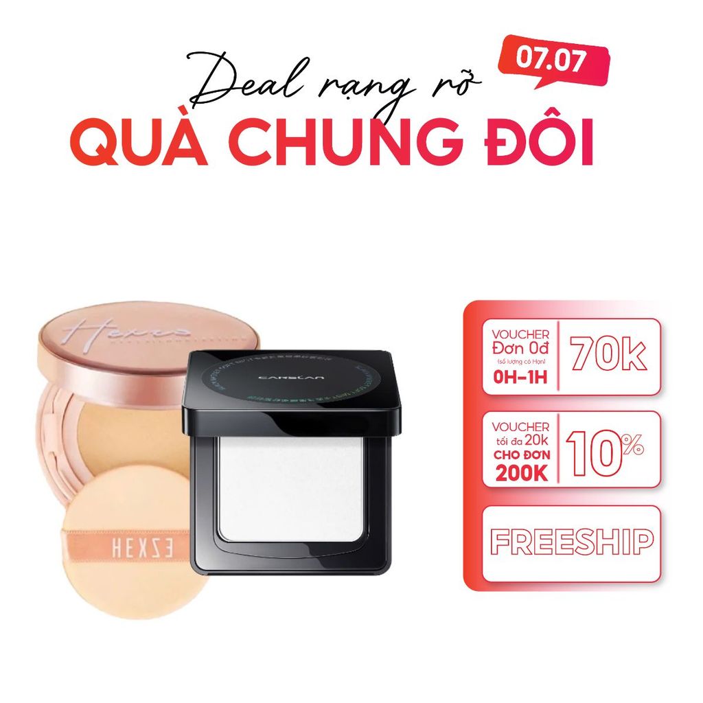 Combo Trang Điểm Nền Hoàn Hảo: Cushion Hexze + Phấn Nén Carslan – Mịn Lì, Lâu Trôi, Kiềm Dầu Cả Ngày