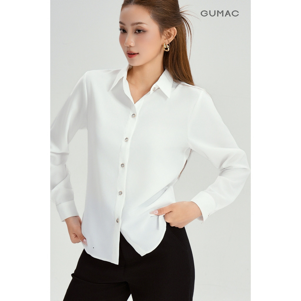 [ GUMAC XÓT SIZE ] Áo Sơ Mi Nữ  GUMAC Áo Kiểu Công SởTrơn Basic Mềm Mát Cao Cấp BAE00001 - 6211