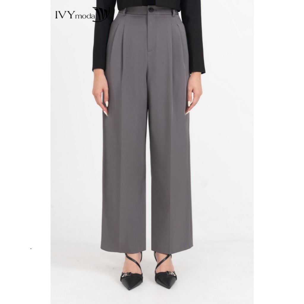 [ IVY MODA XẢ XÓT SIZE ] Quần suông chiết ly nữ IVY moda MS 22M8566
