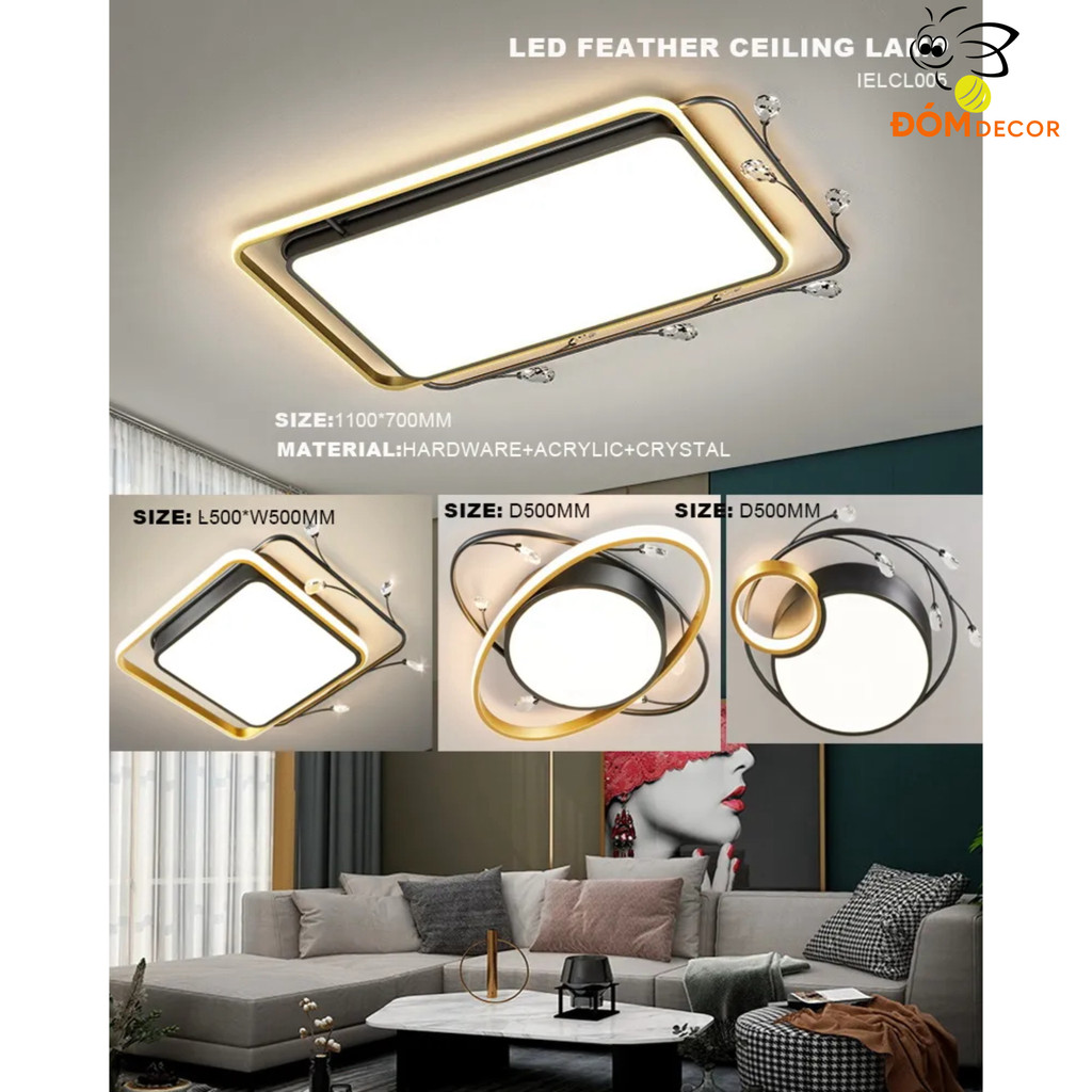 Đèn trần phòng ngủ trẻ em MN104 kiểu dáng hiện đại, sang trọng, dễ lau chùi, chiếu sáng dịu mắt