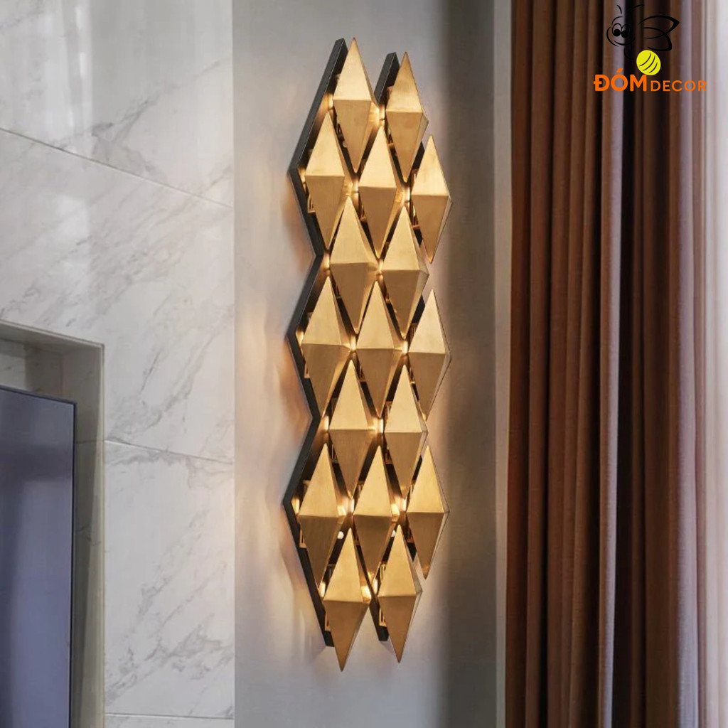 Đèn tường decor hình quả trám cao cấp DT1, trang trí phòng khách, quán cafe, khách sạn sang trọng