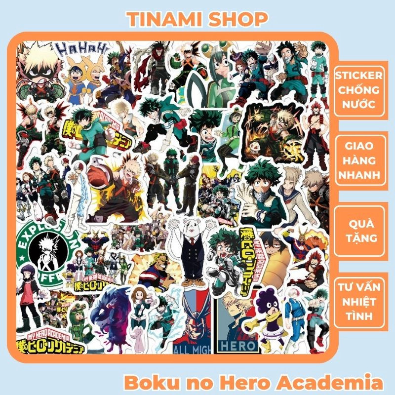 50 Sticker My Hero Academia Boku no Hero Academia Học Viện Anh Hùng hình dán chống nước trang trí
