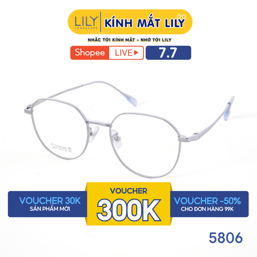 Gọng kính đa giác nữ LILYEYEWEAR chất liệu Titanium cao cấp bền dẻo nhẹ nhàng màu sắc thời trang hiệ
