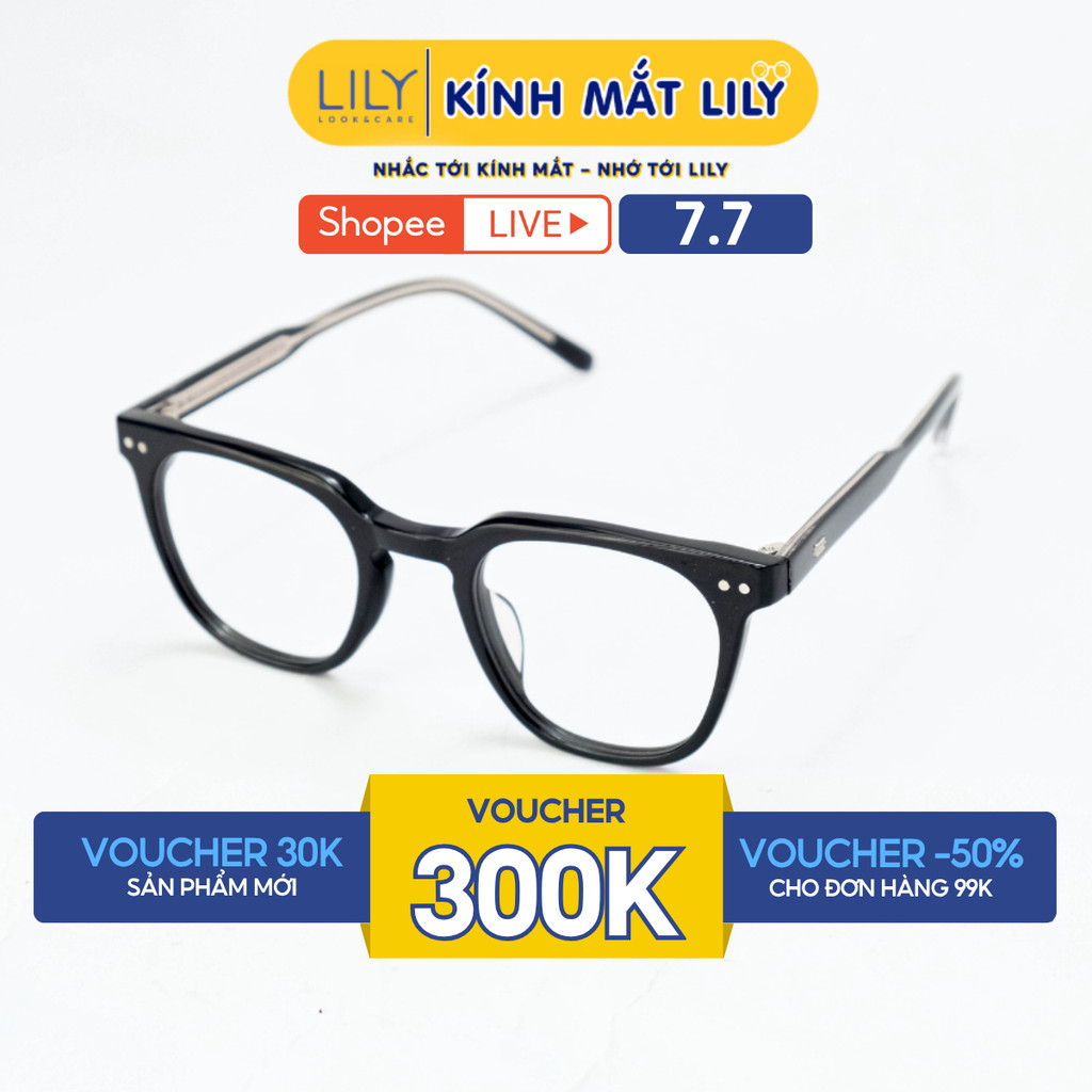 Gọng kính mắt vuông nam nữ LILYEYEWEAR chất liệu nhựa Acetate cao cấp chắc chắn, kiểu dáng hiện đại 