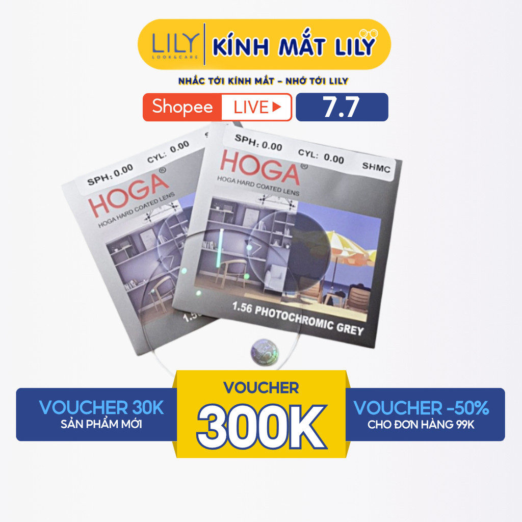 Tròng kính đổi màu thời trang HOGA 1.56 mắt kính chống tia UV400 hạn chế bám nước màu sắc thời trang